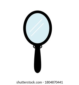Icono de espejo de mano aislado en el vector de fondo blanco. 