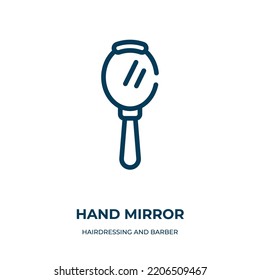 Hand mirror icon. Linear vector illustration from hairdressing and barber shop collection. Outline hand mirror icon vector. Thin line symbol for use on web and mobile apps, logo, print media.