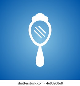 Hand Mirror Icon on blue color.