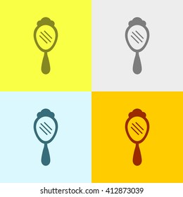 Hand Mirror Icon on Four Different Backgrounds. Eps-10.