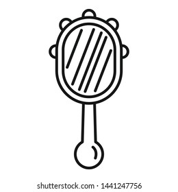 Hand mirror icon. Outline hand mirror vector icon for web design isolated on white background