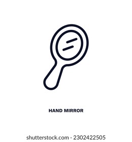 hand mirror icon. Thin line hand mirror icon from beauty and elegance collection. Outline vector isolated on white background. Editable hand mirror symbol can be used web and mobile