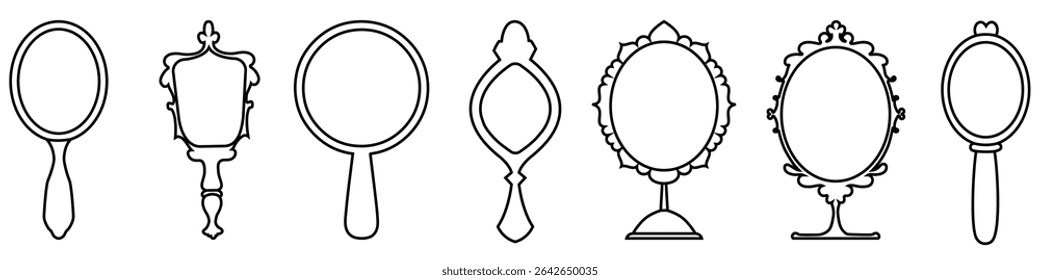 Hand mirror icon vector set. Mirror illustration sign collection. glass symbol. speculum web icons. looking glass logo.