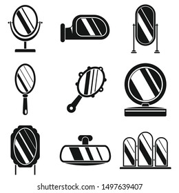 Hand mirror icons set. Simple set of hand mirror vector icons for web design on white background