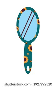 hand mirror isolated with flowers