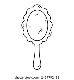 Hand mirror isolated on a white background. Vector hand-drawn illustration in doodle style. Perfect for cards, decorations, logo, various designs.