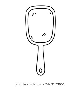 Hand mirror isolated on a white background. Vector hand-drawn illustration in doodle style. Perfect for cards, decorations, logo, various designs.