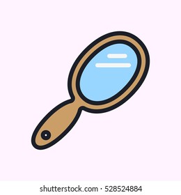 Hand Mirror Minimal Color Flat Line Stroke Icon Pictogram Symbol Illustration