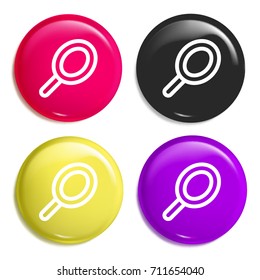 Hand mirror multi color glossy badge icon set. Realistic shiny badge icon or logo mockup