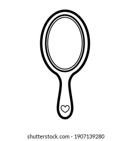 Hand mirror outline for coloring on a white background