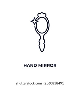 hand mirror outline icon. Linear vector from beauty concept. Thin line hand mirror icon isolated on white background