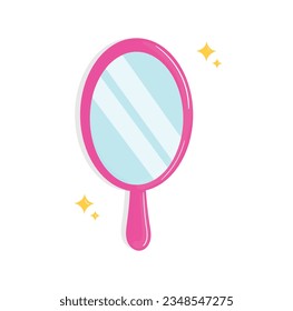 Hand Mirror Pink Vector Illustration