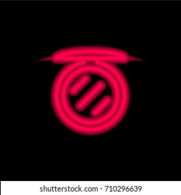 Hand mirror red glowing neon ui ux icon. Glowing sign logo vector