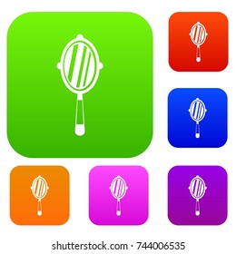 Hand mirror set icon color in flat style isolated on white. Collection sings vector illustration