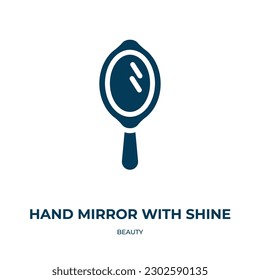 hand mirror with shine vector icon. hand mirror with shine, glass, reflection filled icons from flat beauty concept. Isolated black glyph icon, vector illustration symbol element for web design and 