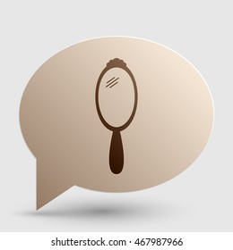Hand Mirror sign. Brown gradient icon on bubble with shadow.
