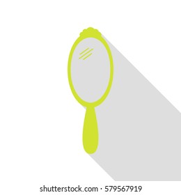Hand Mirror sign. Pear icon with flat style shadow path.