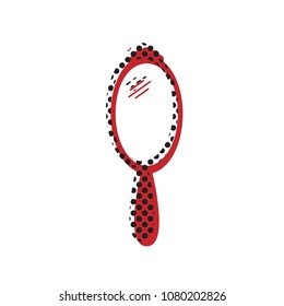 Hand Mirror sign. Vector. Brown icon with shifted black circle pattern as duplicate at white background. Isolated.