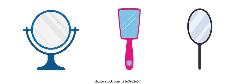 Hand Mirror sign. Vector icon or illustration set. Barber shop and hairdresser 