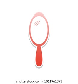 Hand Mirror sign. Vector. Reddish icon with white and gray shadow on white background. Isolated.
