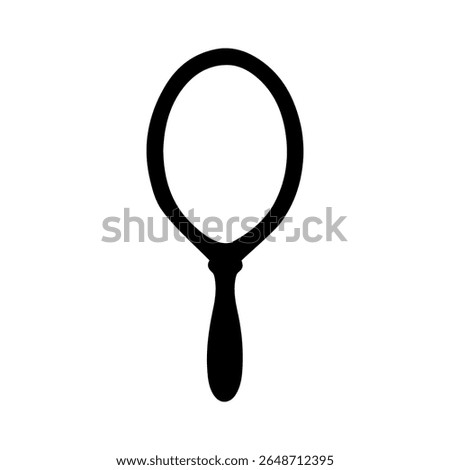 Hand mirror silhouette vector flat illustration on white background.