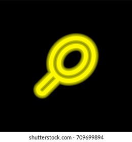 Hand mirror yellow glowing neon ui ux icon. Glowing sign logo vector