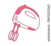 Hand mixer baking tool vector illustration. Electric hand blender kitchenware clipart isolated.