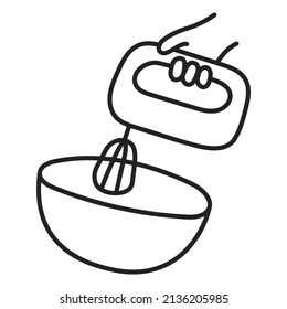 Hand mixer. Hand Drawn Doodle Cooking Icon.