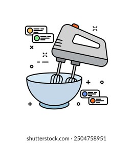 Hand Mixer Filled Color Icon, Vector illustration