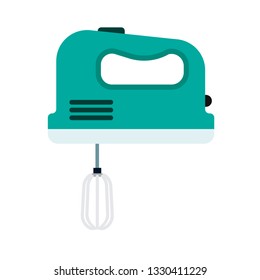 Hand mixer flat household tool machine. Kitchen vector icon utensil cooking whisk. Food blender appliance equipment