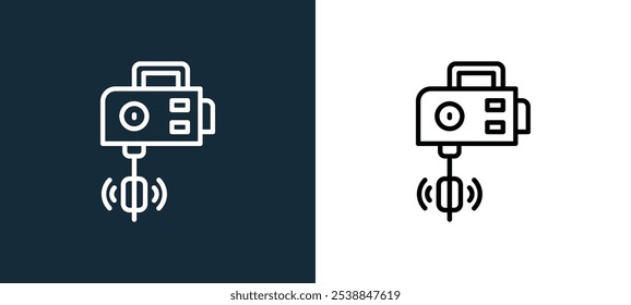 hand mixer icon isolated on white and black colors. hand mixer outline linear vector icon from bakery shop collection for mobile apps, web and ui.