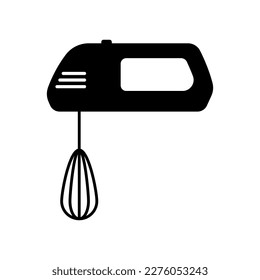 Hand mixer icon. Kitchen electrical appliance. Black silhouette. Front side view. Vector simple flat graphic illustration. Isolated object on a white background. Isolate.