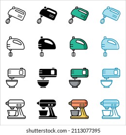 hand mixer icon set vector design template in white background