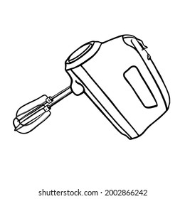  Hand Mixer Kitchen Appliances Hand Drawn vector illustration on white background close up