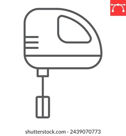 Hand mixer line icon, home appliances and kitchen equipment , electrical mixer vector icon, vector graphics, editable stroke outline sign, eps 10.