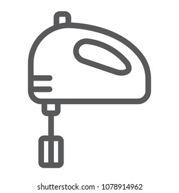 Hand mixer line icon, kitchen and cooking, blender sign vector graphics, a linear pattern on a white background, eps 10.