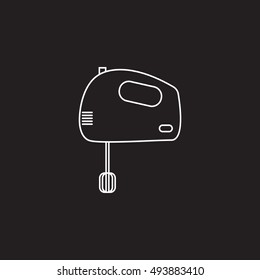 hand mixer line icon, outline vector sign, linear pictogram isolated on black. logo illustration