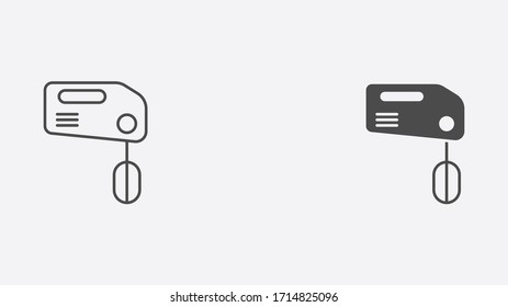Hand mixer outline and filled vector icon sign symbol