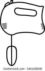 Hand Mixer in outline style. Coloring template for modification and customizing  according to a specific task.