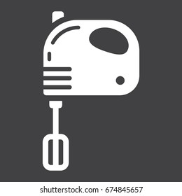Hand mixer solid icon, household and appliance, vector graphics, a glyph pattern on a black background, eps 10.