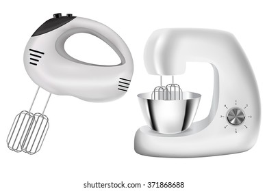 Hand mixer and Stand Mixer. Vector illustration isolated on white background