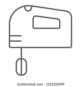 Hand mixer thin line icon, electric and kitchen, appliance sign, vector graphics, a linear pattern on a white background, eps 10.
