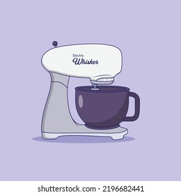 Ilustración del icono del vector del mezclador de mano con esquema para elemento de diseño, imágenes prediseñadas, web, página de aterrizaje, etiqueta, cartel. Estilo de dibujo plano