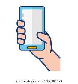hand with mobile device