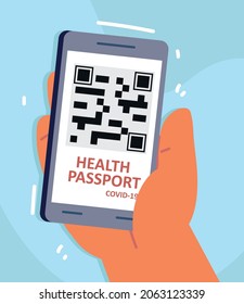 hand with mobile health passport app