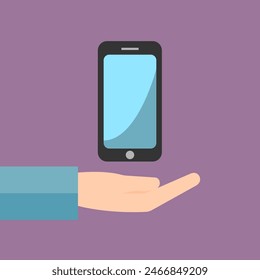 Hand with Mobile Phone Icon