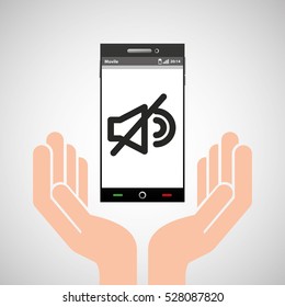 Hand Mobile Phone No Volume Vector Illustration Eps 10