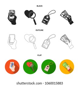 Hand, mobile phone, online store and other equipment. E commerce set collection icons in black,flat,outline style vector symbol stock illustration web.