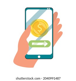 mano con aplicación de pago de teléfono móvil