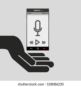 hand mobile phone record music vector illustration eps 10